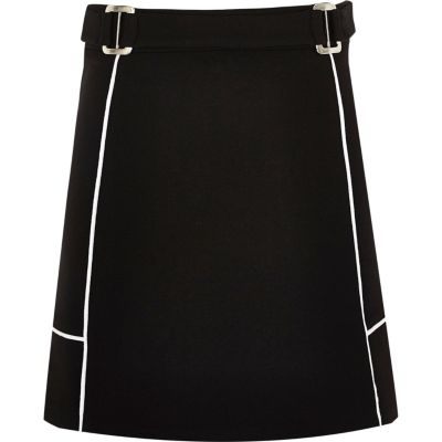 Girls black A-line ponte skirt